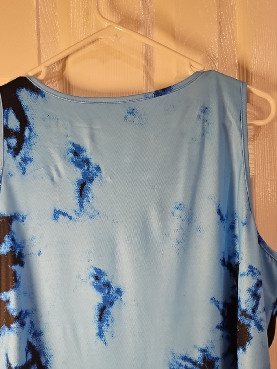 Unisex XL Blue Tie-Dye Sleeveless Scoop Neck Tank Top Retro Colorful Summer - Picture 4 of 10